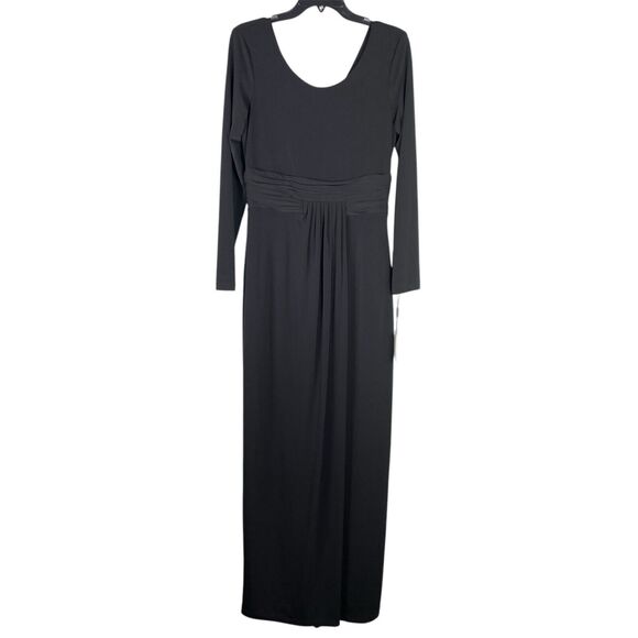 Calvin Klein Black Gown Dress sz 6 Long Sleeve Scoop Neck Formal Party Choir - Picture 1 of 6